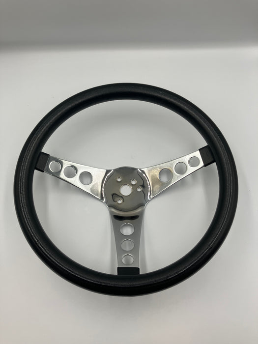 Ratt svart, skummad plast, 3 hålade ekrar, 12 1/2"