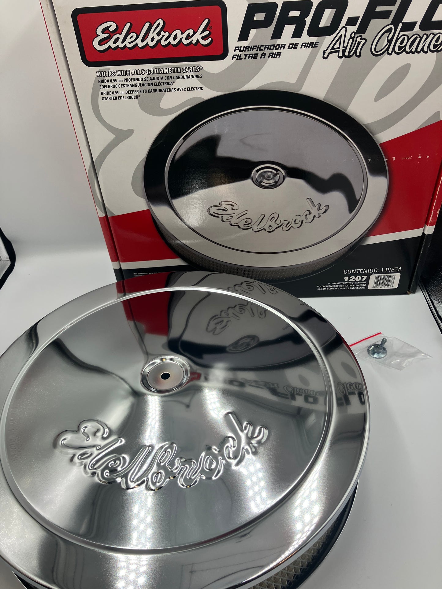 Luftrenare Edelbrock kromad standard höjd (3-5/16) (12071)
